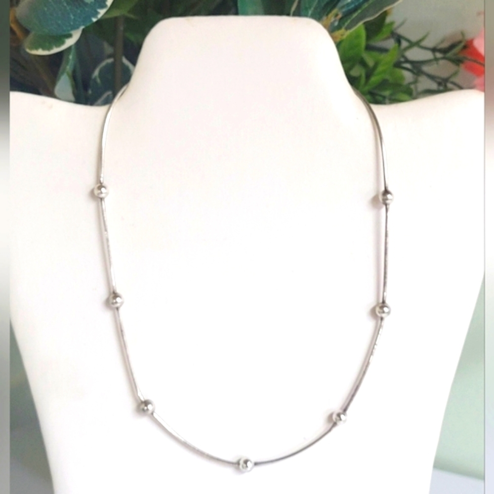 MILOR ITALY STATION BALL CHAIN. 5MM BALLS 925 STERLING SILVER 18"
